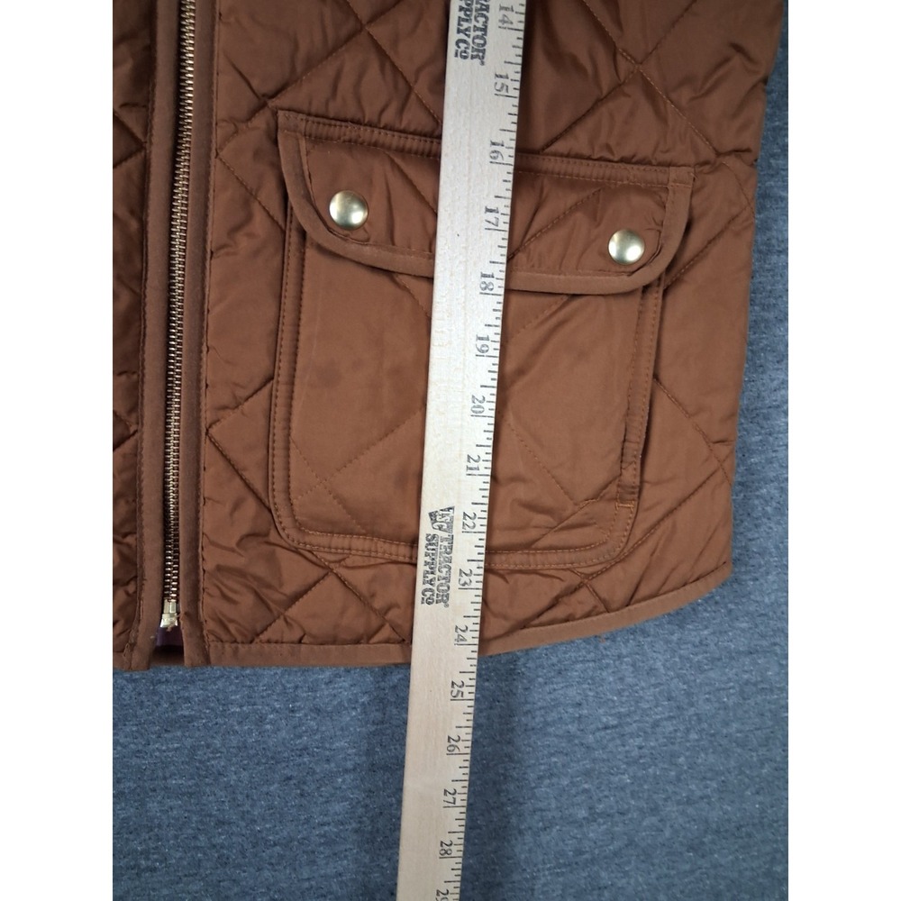 J Crew Womens Jacket S Brown Quilted Vest New England Preppy Equestrian Chic - Picture 4 of 9